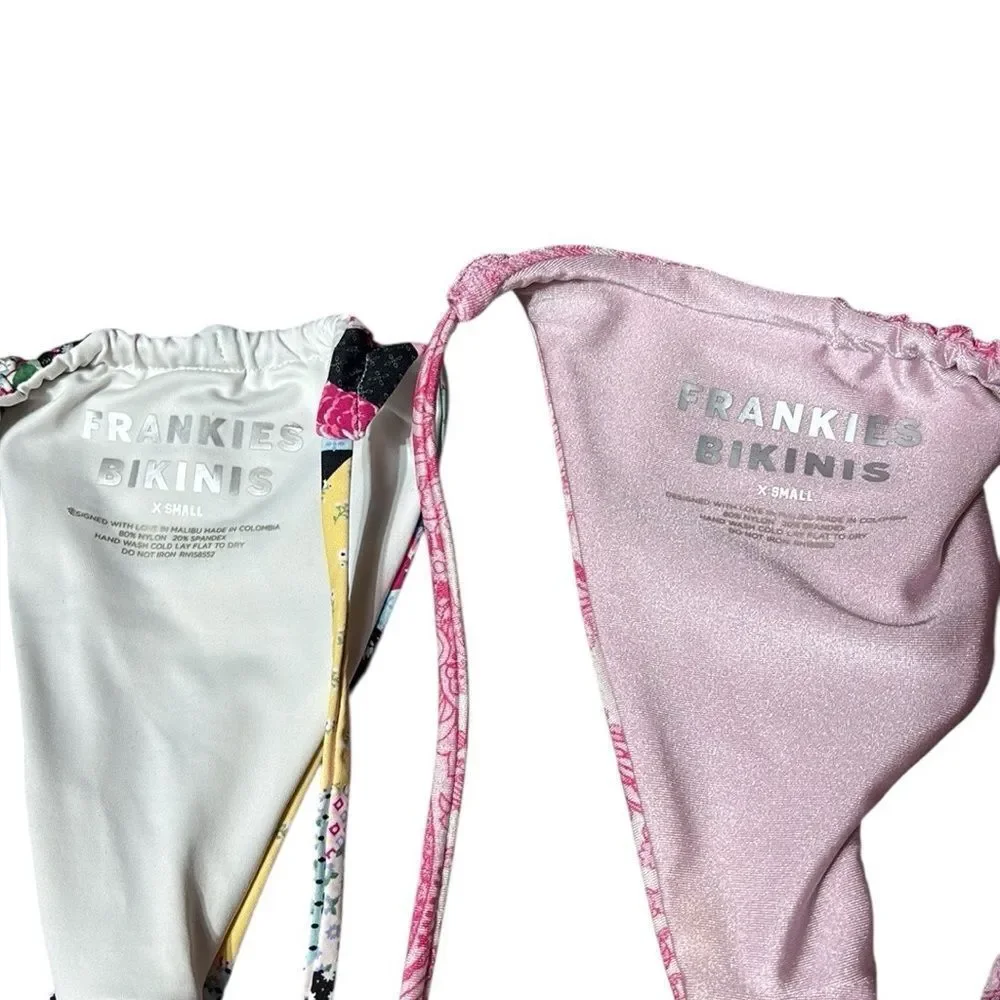 Frankie’s bikinis women’s xs set of (2) bikini bottoms scrunch patchwork paisley
